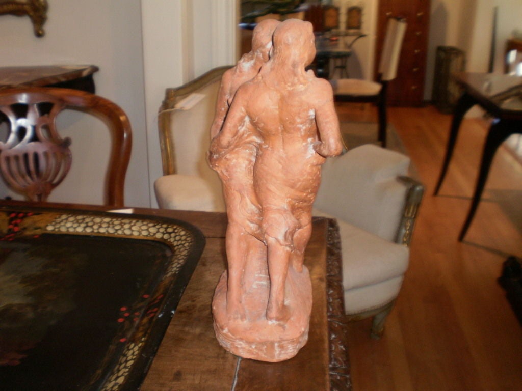 French Terracotta Sculpture by T. Foris In Good Condition For Sale In Houston, TX