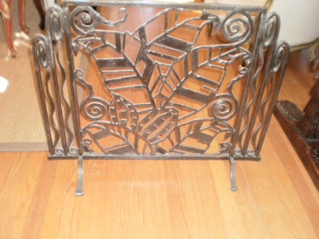 Wrought Iron FRENCH ART DECO FIRE SCREEN ATTRIBUTED TO SUBES