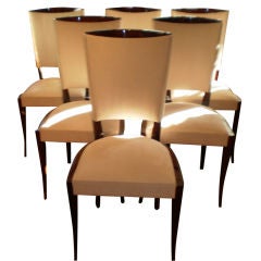 SET OF 6 FRENCH ART DECO DINING CHAIRS