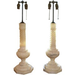 PAIR OF ITALIAN ALABASTER TABLE LAMPS