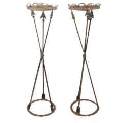 Pair Of Louis XVI Style Wrought Iron Arrow Stands