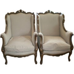 PAIR OF 19TH CENTURY FRENCH LOUIS XVI  STYLE  BERGERES