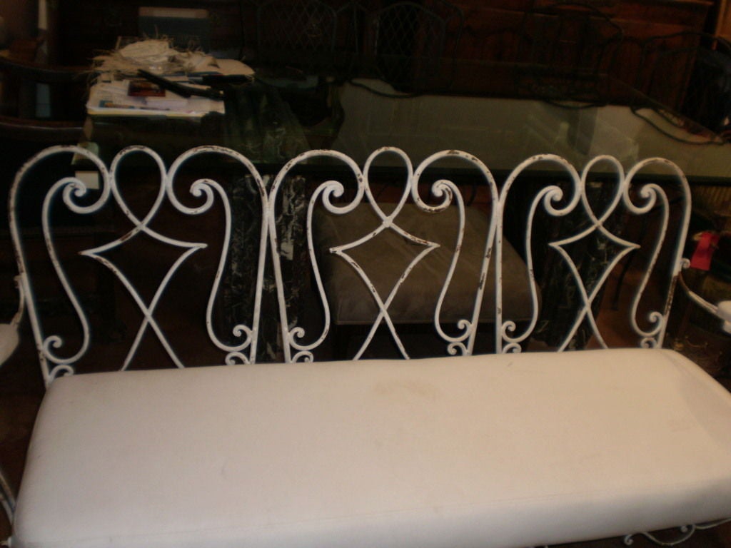 French 1940s Wrought Iron Garden Bench In Good Condition In Houston, TX
