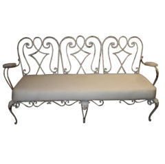 Vintage French 1940s Wrought Iron Garden Bench