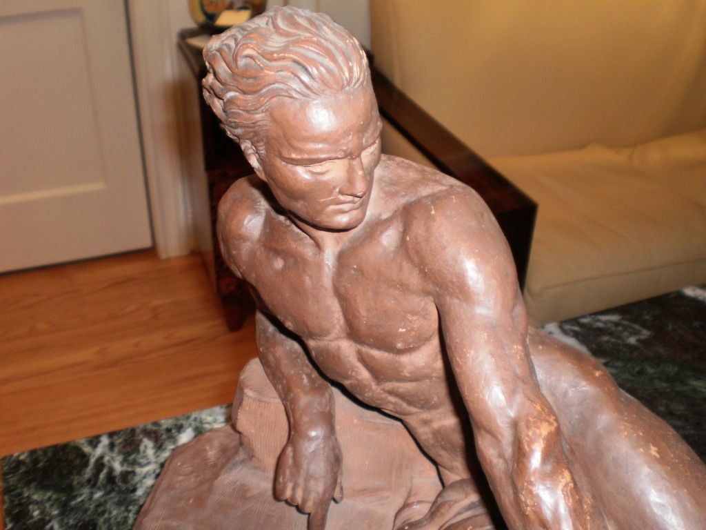 Beautifully Executed French Art Deco Terra Cotta Statue, Singed Cipriani
