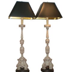 Antique PAIR OF 19TH CENTURY ITALIAN ALTARSTICK LAMPS