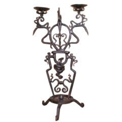 19TH CENTURY FRENCH WROUGHT IRON CANDLE STAND