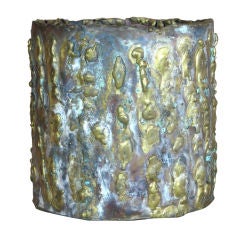 Vintage Brutal Brass Cache Pot