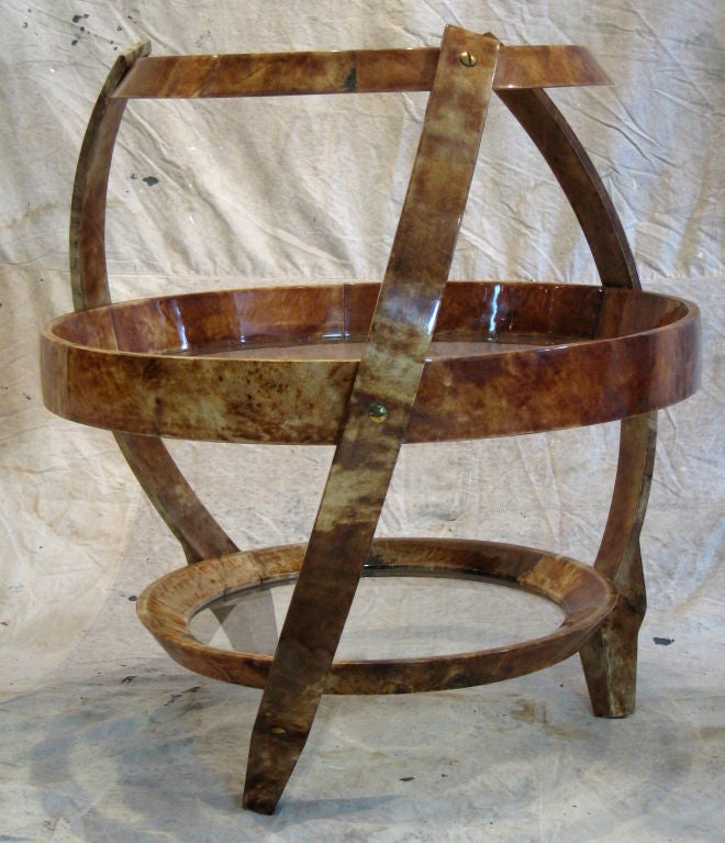 Aldo Tura Three Tier Parchment Table