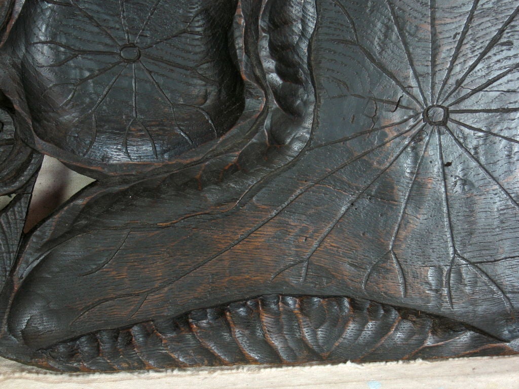 20th Century Japanese Carved Lotus Tray