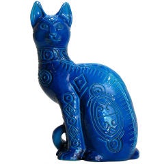 Large Blue Ceramic Cat