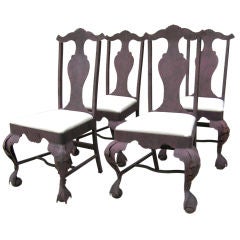 Set of Four Hand Wrought Iron Chippendale Chairs