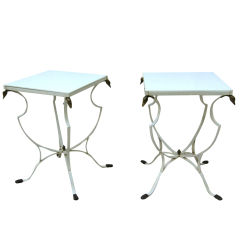 Pair Regency Iron End Tables with Swan Heads