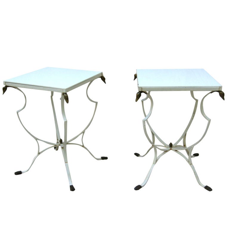 Pair Regency Iron End Tables with Swan Heads