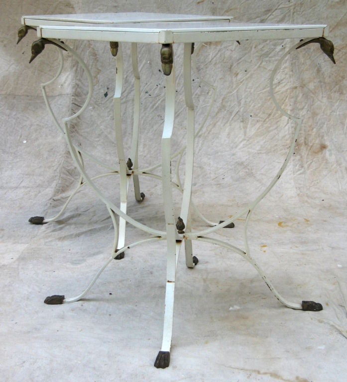 Pair Regency Iron End Tables with Swan Heads In Excellent Condition In High Point, NC