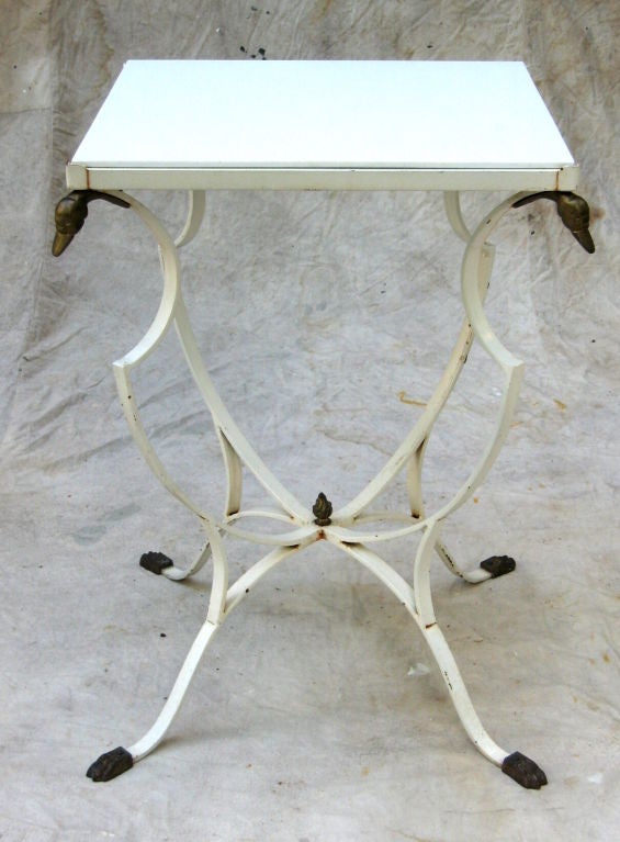 20th Century Pair Regency Iron End Tables with Swan Heads