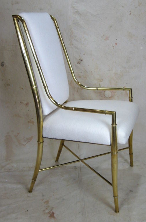 American Set of Four Brass Faux Bamboo Chairs