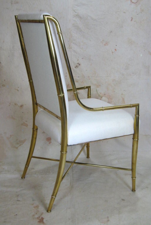 Late 20th Century Set of Four Brass Faux Bamboo Chairs
