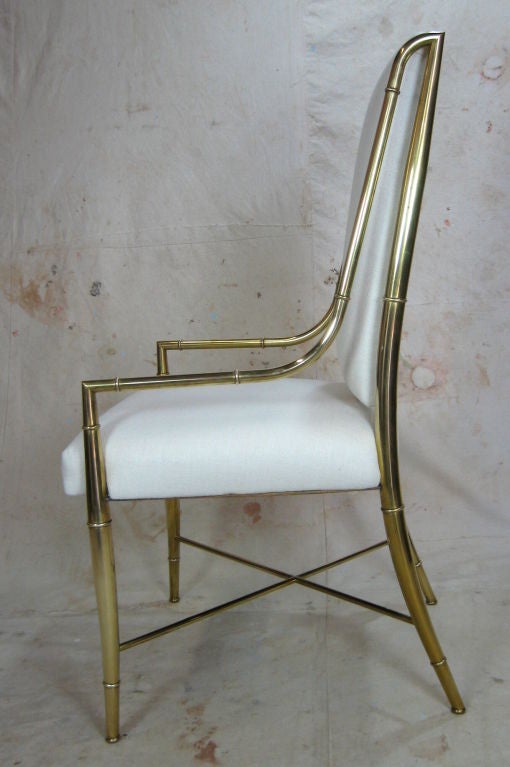 Set of Four Brass Faux Bamboo Chairs 1