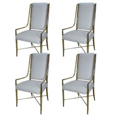 Set of Four Brass Faux Bamboo Chairs
