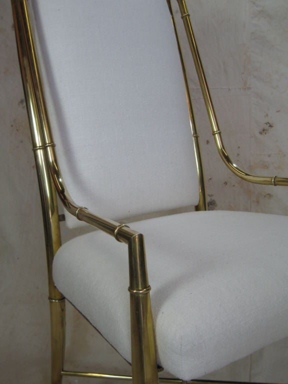 Set of Four Brass Faux Bamboo Chairs 4