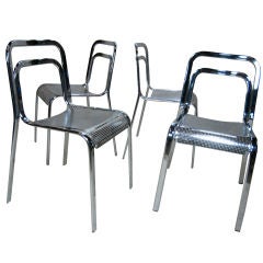 Set of Four Chrome Stackable Chairs