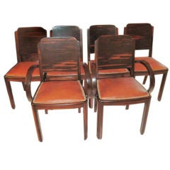 6 French Art Deco "Solid" Macassar Ebony Dining/ Bridge Chairs
