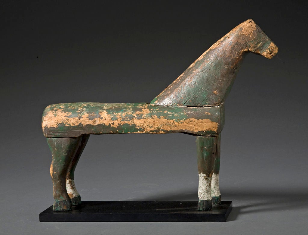 Folk Art Primitive Green Horse For Sale