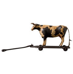 Vintage William Jaquet - Cow on Wheels Pull Toy
