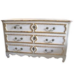  French Painted and Parcel Gilt Commode