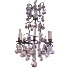 French Bronze and Crystal Ball Chandelier