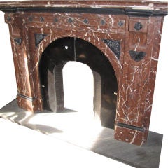 French Griotte Red and Black Marble Fireplace Mantel (A247)