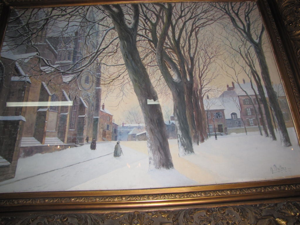 Romantic A Maillert Watercolor Snow Scene For Sale