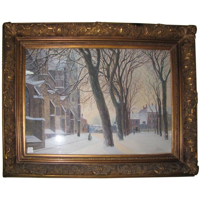 A Maillert Watercolor Snow Scene For Sale