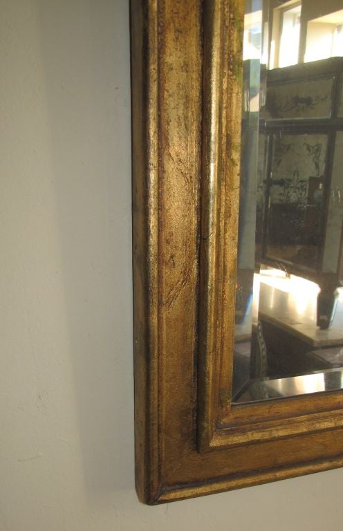 19th Century 19th C French gilt-wood mirror with carved crest (A930)