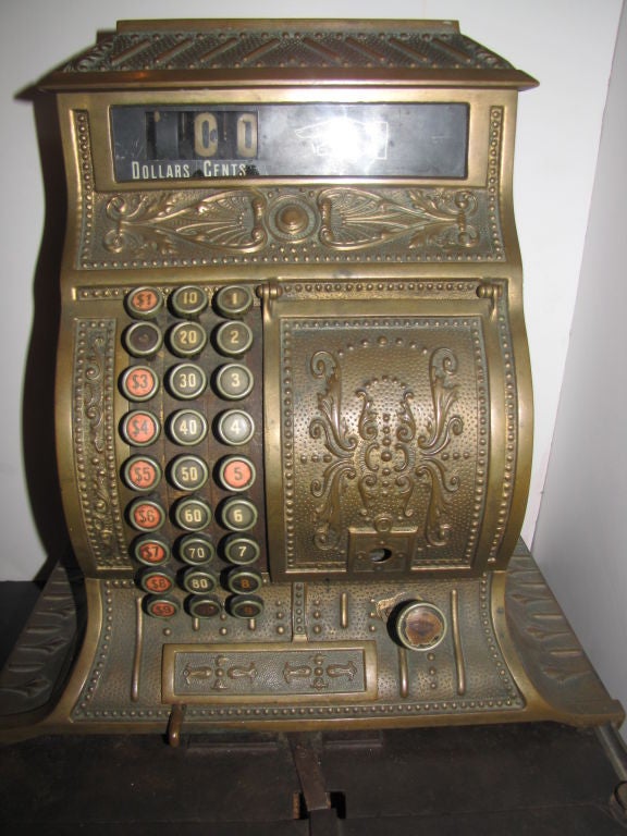 Antique Brass Cash Register by American Cash Register Company, Model No. 340 Serial #103788