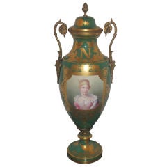 19th c. Sevres Bronze-Mounted Porcelain Portrait Vase & Cover - REDUCED