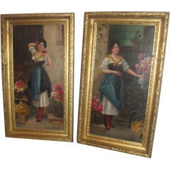 Pair of Italian oils on canvas by A. Monti