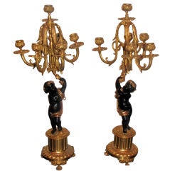 Pair Of Putti Candleabras