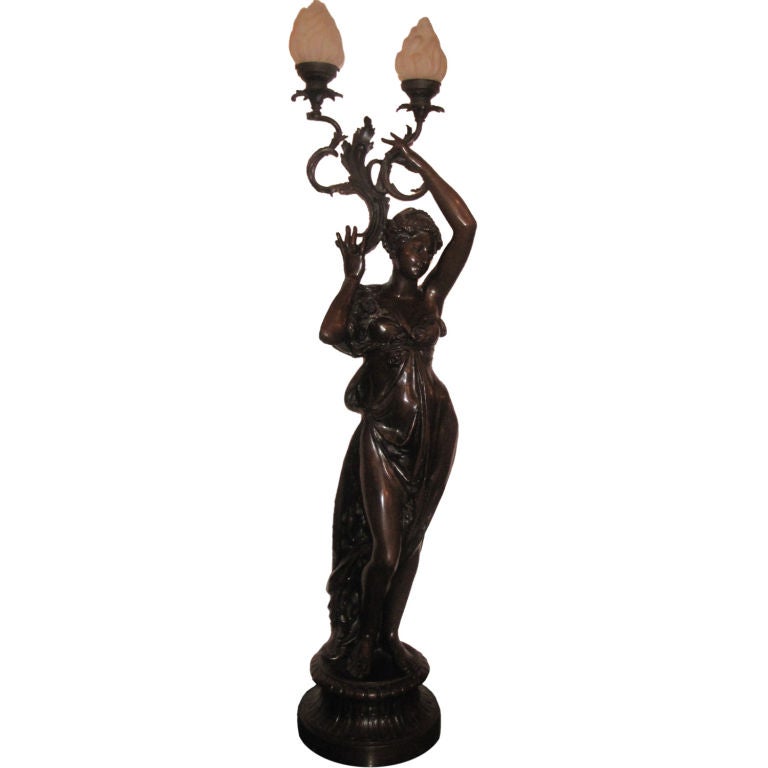 Large Art Nouveau Figural Lamp (M959)