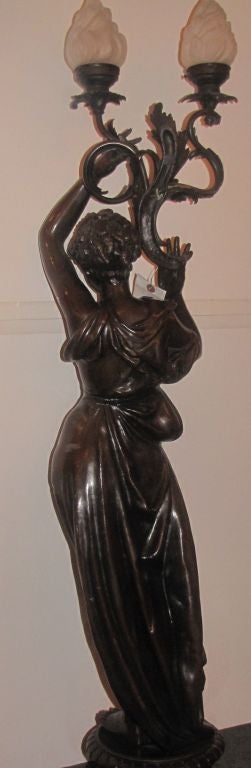 Large Art Nouveau Figural Lamp (M959) In Good Condition In Miami, FL