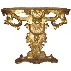19th c. Venetian carved Giltwood Marble-Top Console Table