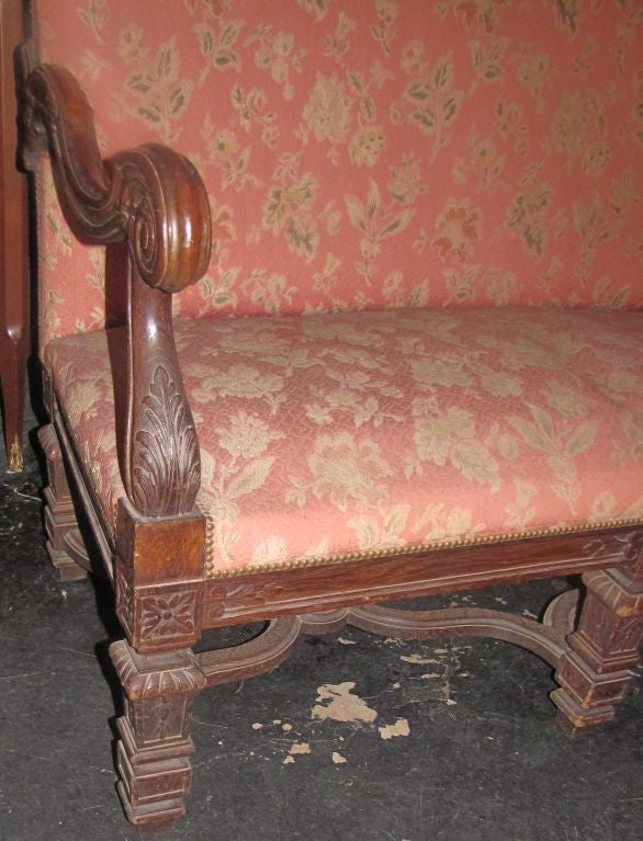 Renaissance 19th Century Continental Carved High Back Sofa For Sale