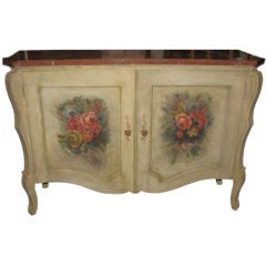 Continental Painted Marble-Top Two-Door Cabinet