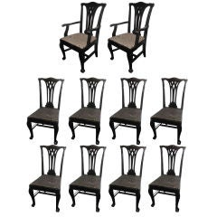 Set Of Ten 19th c. Chippendale Mahogany Dining Chairs