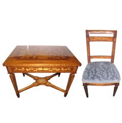 Vintage Marquetry Desk With Chair