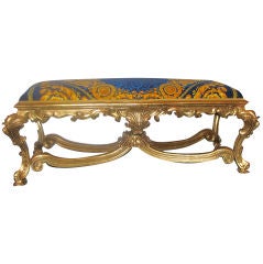 Giltwood Bench with Versace Upholstery