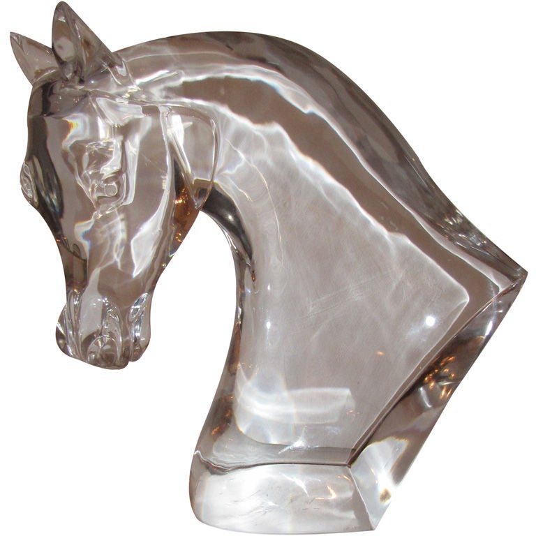 Lalique Tete De Cheval (Horse Head) Art Glass Sculpture