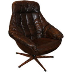 Vintage Danish Brown Leather Armchair