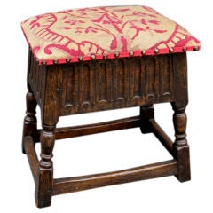Antique  French Walnut LXIII Style Upholstered Stool